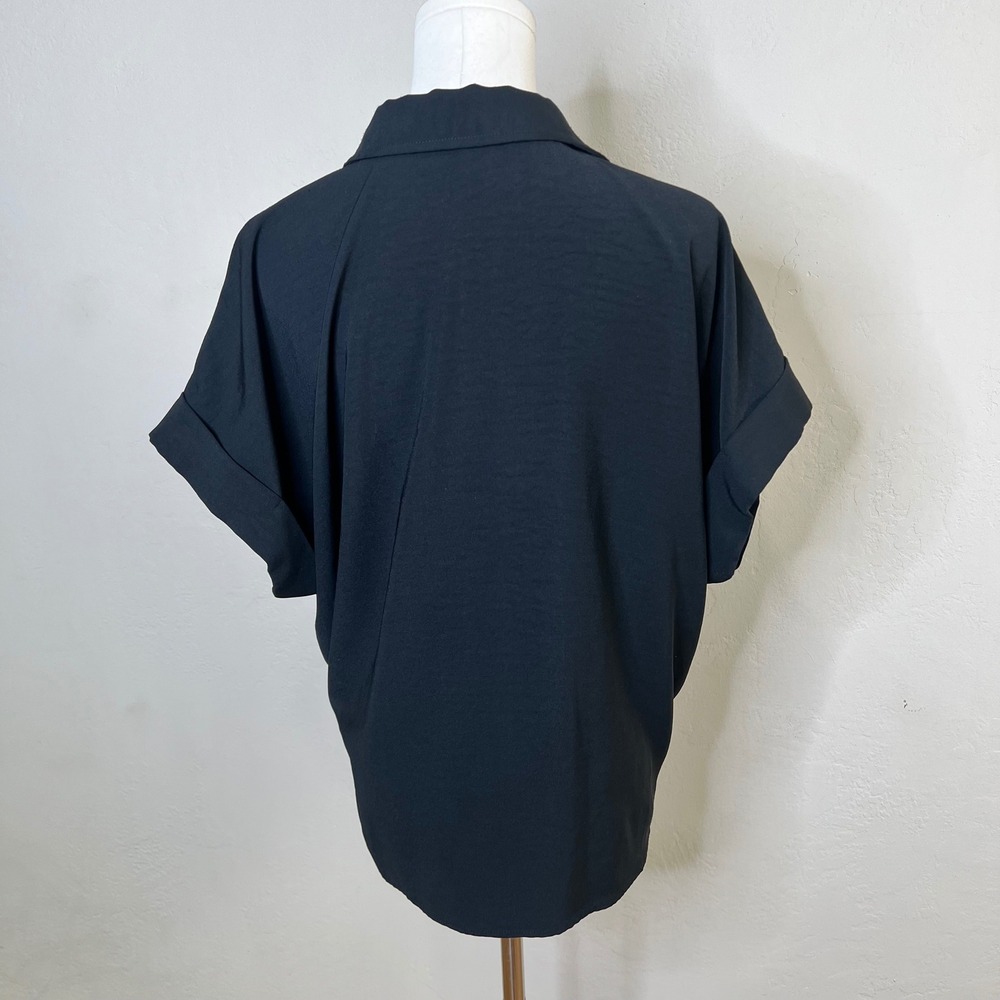 Hudson Jeans Black Collection Twisted Knot Front Button Down Collar‎ Shirt Large - Picture 3 of 9